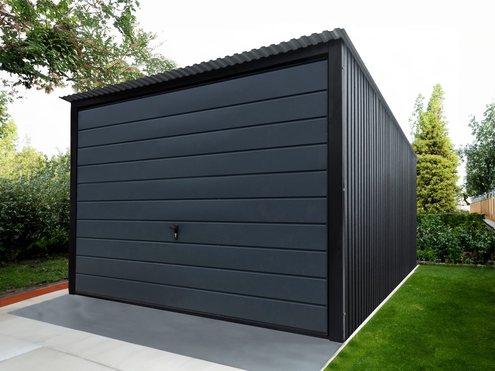 Blechgarage 3x6 m in Anthrazit RAL 7016 mit Montage in Deutschland